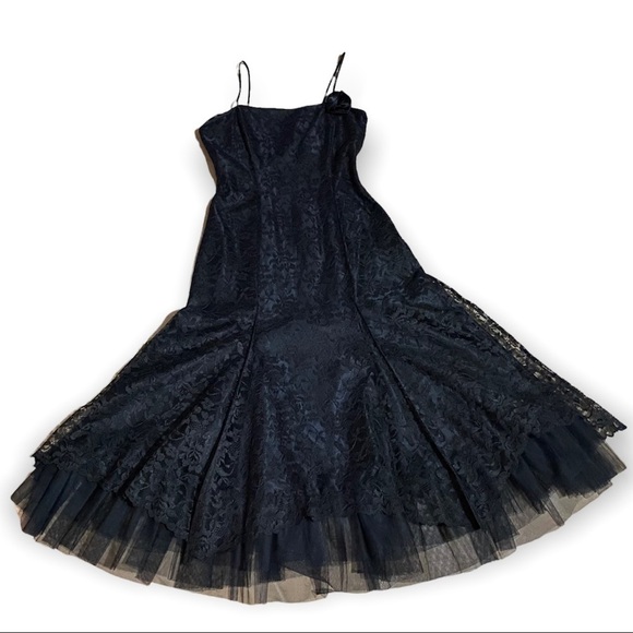 Vintage New Leaf by Samir Dress Small Black Cocktail Evening Party Tulle Y2K - Picture 1 of 15